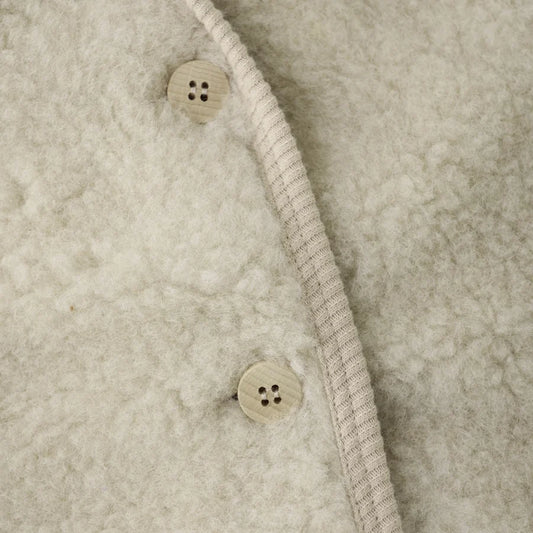 Wollen teddy gilet – Cement