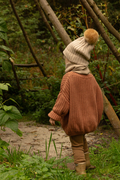 Alpaca pompom muts - Sand Melange