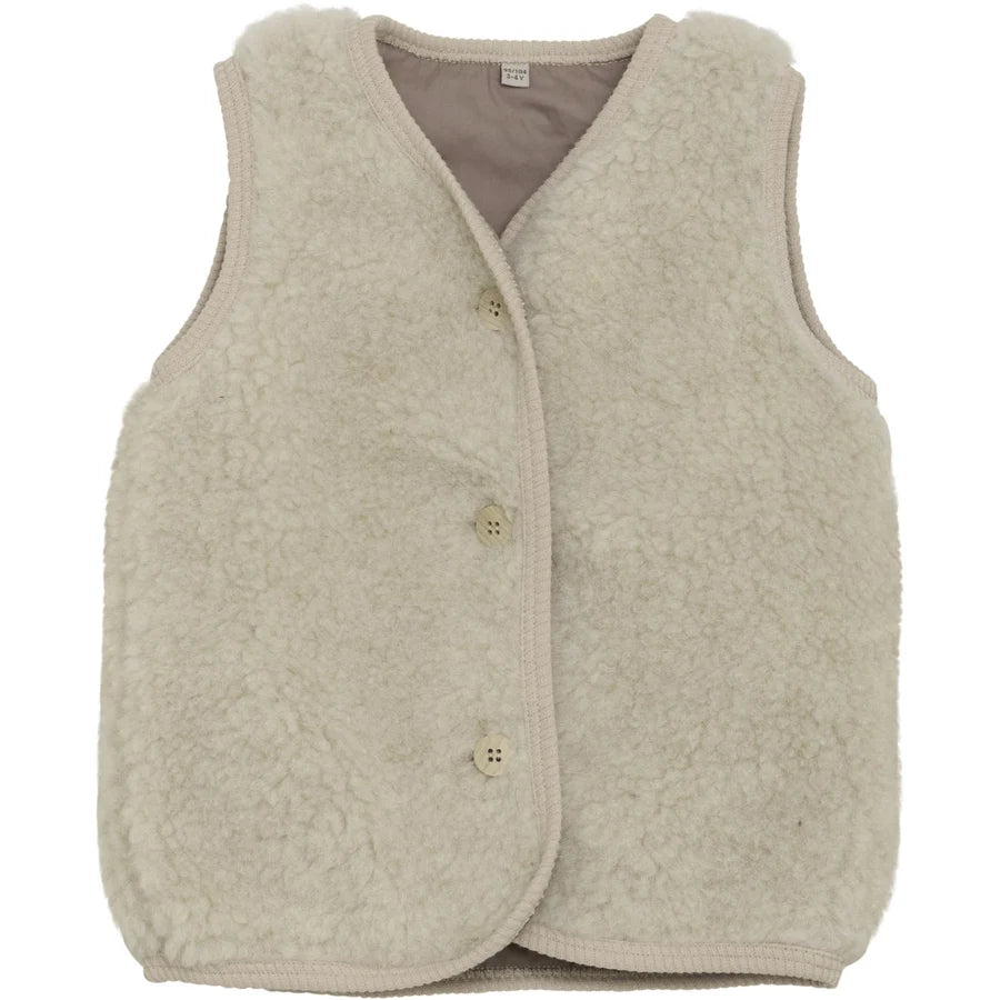 Wollen teddy gilet – Cement