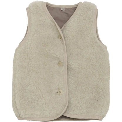 Wollen teddy gilet – Cement