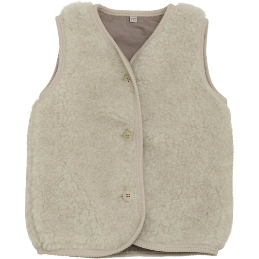 Wollen teddy gilet – Cement