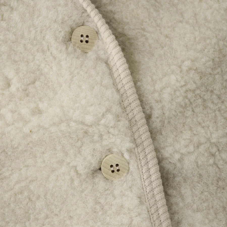 Wollen teddy gilet – Cement