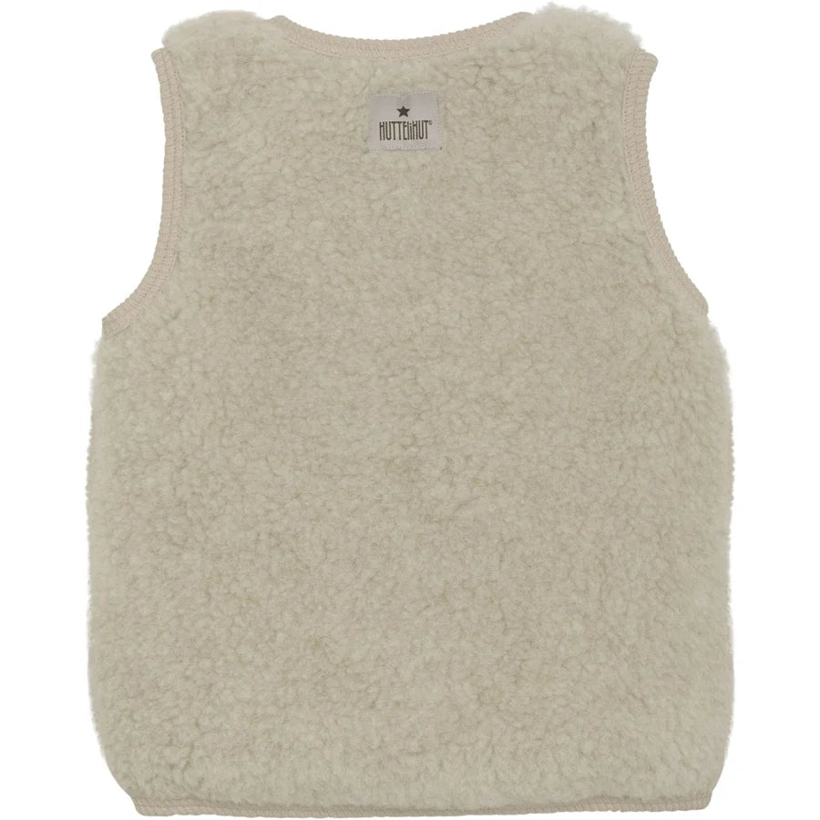 Wollen teddy gilet – Cement