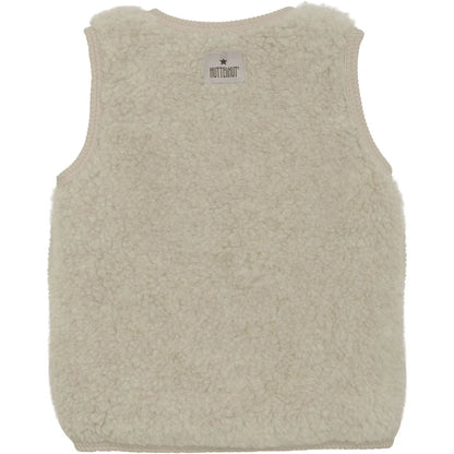 Wollen teddy gilet – Cement