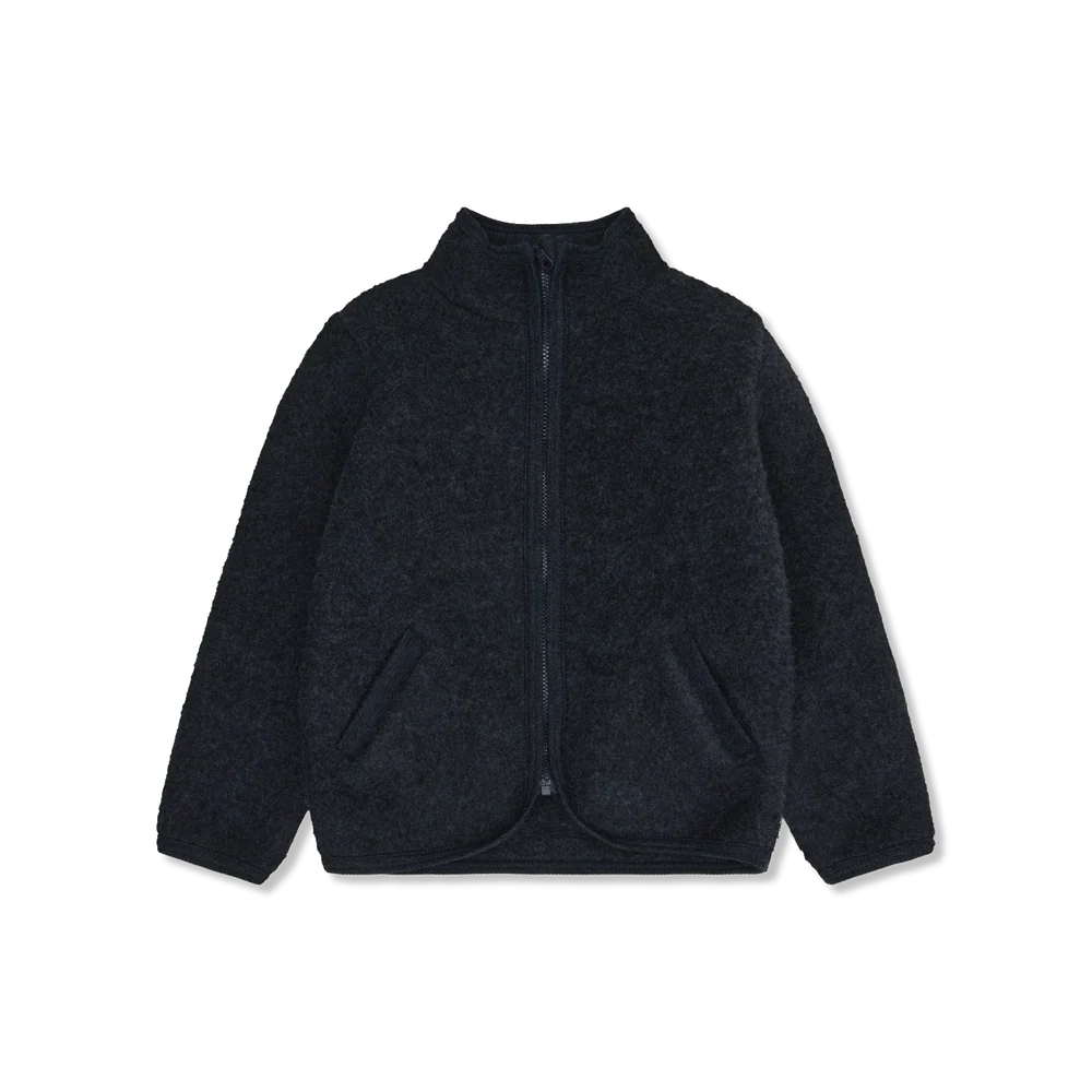 Wollen fleece jack – Navy Melange